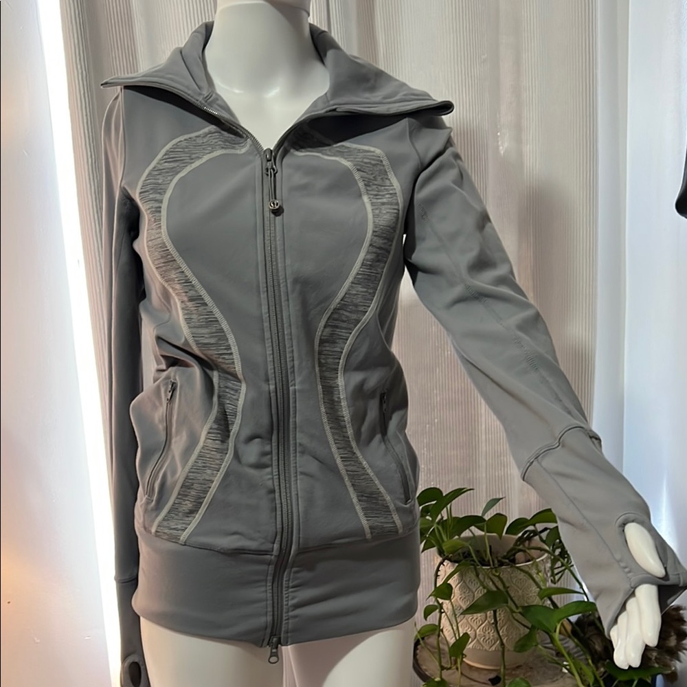 lululemon athletica Gray Utility Jacket with High Collar and Slim Fit